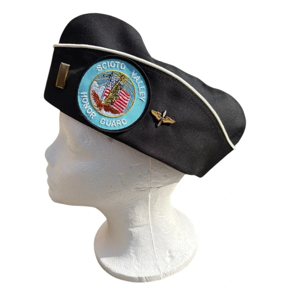 Military Garrison Cap Scioto Valley Honor Gaurd Ceremonial Hat Gold Bar And Wing